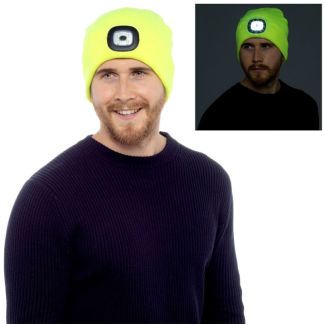 Storm Ridge Beanie Hat with Integrated LED Lamp - Neon Yellow