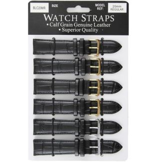 Croc Grain Padded Watch Straps-Black Ass Buckles-20 mm