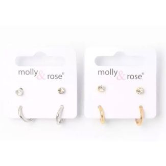 Studs And Hoop Earrings Set - Assorted 