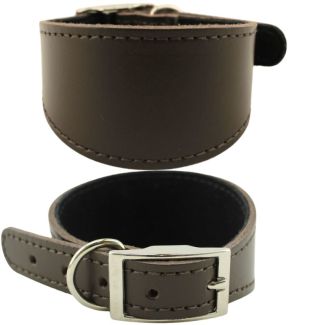 Suede Lined Italian Greyhound Leather Collar-Brown(8-10'')