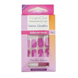 Wholesale Saturday Night Out Airbrush Square Nails- Summer Pink