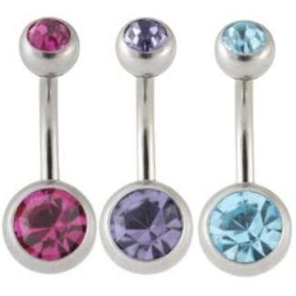 Double Jewelled Belly Bar – Assorted 10mm