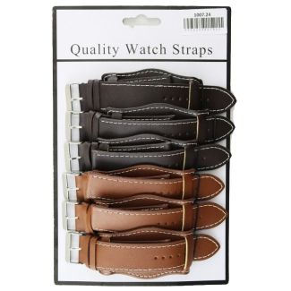 Wholesale Allure Plain Leather Watch Straps With Pad - Tan And Brown - 24mm