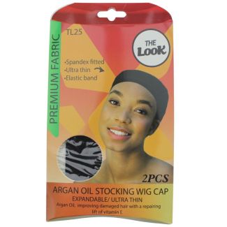 The Look 2pcs Spandex Stocking Wig Caps with Argan Oil - Black