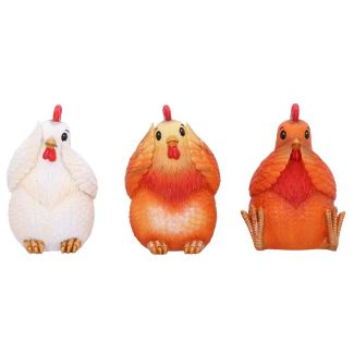 Three Wise Hens Figurines - 8.5cm 