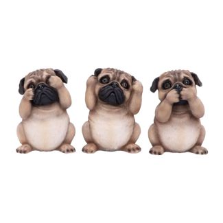 Three Wise Pugs Dog Figurines - 8.5cm 