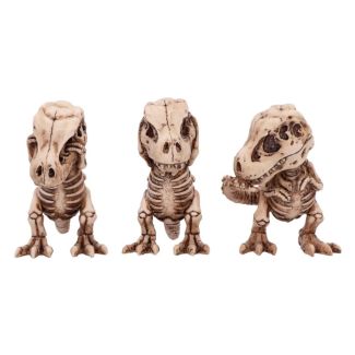 Three Wise Tyrannosaurus Rex Skeleton Figurines - 9.5cm
