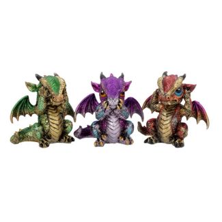 Three Wiselings Figurines Dragon Dragonling Figurine - 8.5cm  