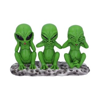Three Wise Martians See No Hear No Speak No Evil Alien Figurines - 16cm