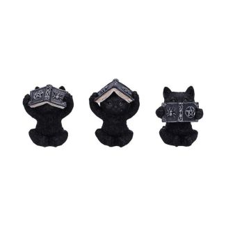 Three Wise Witchy Black Spell Cats - 8.5cm