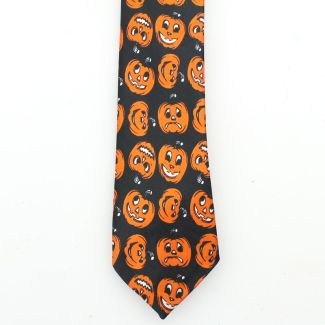 Tie With Pumpkin Face Design