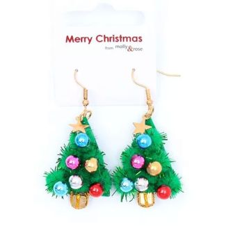 Tinsel Christmas Tree Earrings