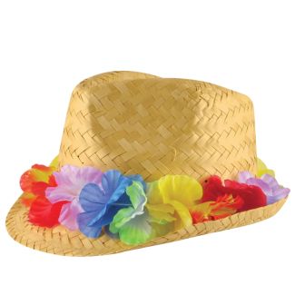 Trilby Straw Hat With Flower Garland