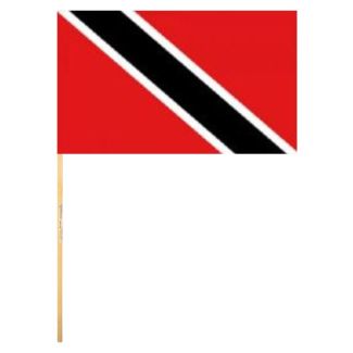 Trinidad and Tobago Hand Flag With Wooden Stick - 18" x 12"