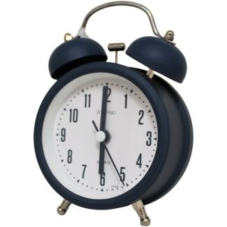 Twin Bell Round Quartz Mini Alarm Clock - Slate Grey (8 x 8 x4.5 cm )