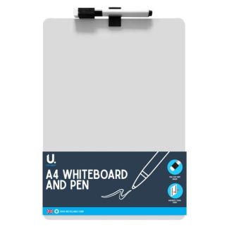 U A4 Magnetic Whiteboard and Dry Erase Pen with Eraser Top