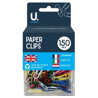 U. Stationery Paper Clips - 150pcs (Assorted Colours )