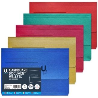 U. Cardboard Document Wallet 5 pcs - Assorted (350 x 244mm)