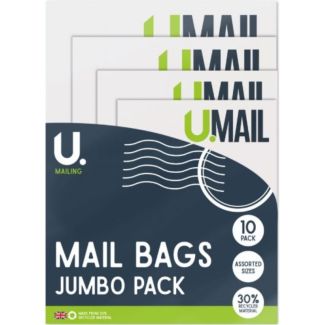 U. Mail Bags Peel & Seal Jumbo Multipack 10 Pack - Assorted Sizes