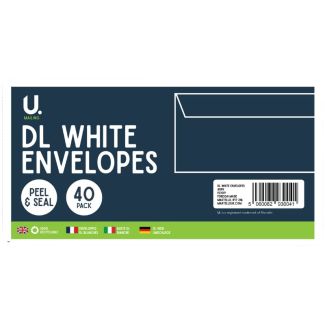 U. Mailing DL White Envelopes Peel & Seal - 40 Pcs (11.5 x 16 x 0.7cm)