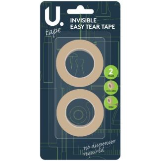 U. Mailing Invisible Easy-Tear Tape - 2pcs (18mm x 30m)