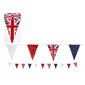Union Jack Flag Rayon Triangular Bunting - 20ft (12x8" Flag)