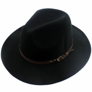 Unisex Black Felt Trilby With Studded Belt Band