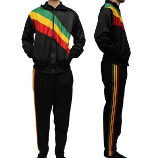 Unisex Black Rasta Design Tracksuit