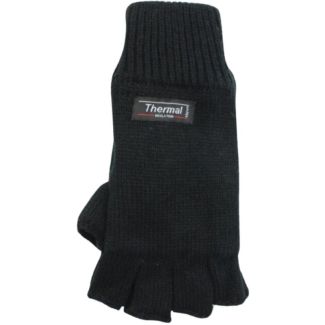 Unisex Knitted 3M Thinsulate Insulation Fingerless Gloves - Black