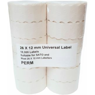 Universal Price Gun Label Rolls 26x12mm - White (18,000Labels)