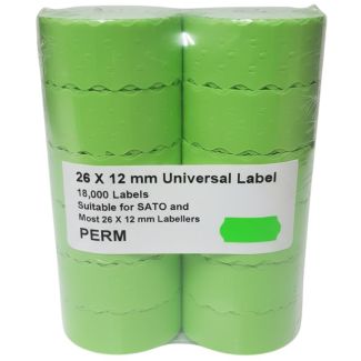 Universal Price Gun Labels – Green (26x12mm, 1500 Labels per Roll, Pack of 12 Roll)