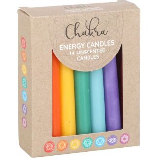 Unscented Chakra Energy Candles – Pack of 14