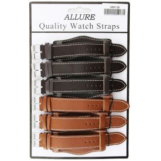 Wholesale Allure Plain Leather Watch Straps With Pad - Tan And Brown - 20mm