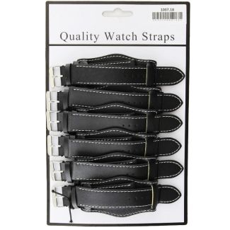 Wholesale Allure Leather Watch Straps With Pad - Black - 18mm