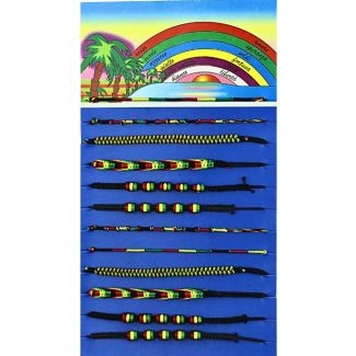 Friendship Cord Bracelet On The Card Assorted Rasta Colours