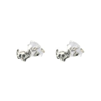 Sterling Silver Bat Ear Skull Studs - 7mm