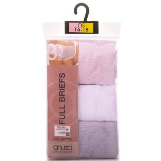 Ladies Pastel Pointelle Brief (Pack of 3) - Assorted