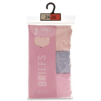 Ladies Ribbed Pastel Mama Briefs (Pack of 3) - Assorted
