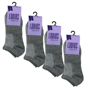 Ladies Grey Marl Trainer Socks  (3 Pack) 