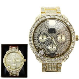 Wholesale Men's NY London Silver Crystals Watch - Gold