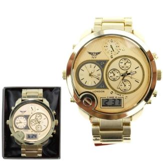 Wholesale Men's NY London Multi Functional Watch - Gold