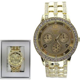 Men's NY London Round Metal Bracelet Watch- Gold 