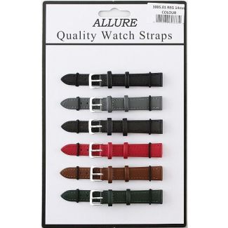 wholesale Allure Leather Watch Straps - Dark Asst. Colours - 14mm - 86701