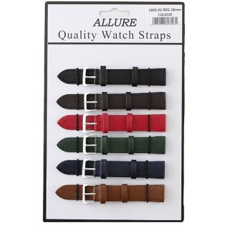 Wholesale Allure Leather Watch Straps - Dark Asst. Colours - 18mm