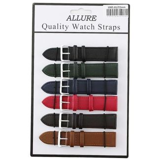 Wholesale Allure Leather Watch Straps - Dark Asst. Colours - 22mm