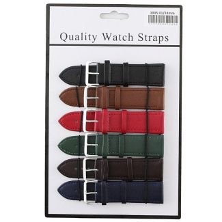 Wholesale Allure Leather Watch Straps - Dark Asst. Colours - 24mm