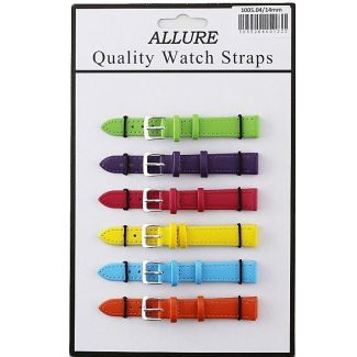 Wholesale Allure Leather Watch Straps - Bright Asst. - 14mm