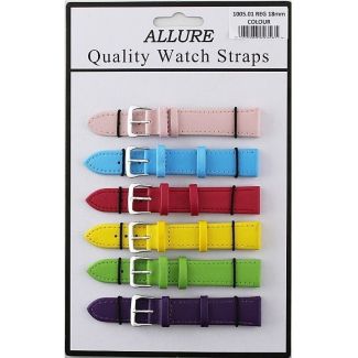 Wholesale Allure Leather Watch Straps - Bright Asst. - 18mm