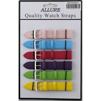 Wholesale Allure Leather Watch Straps - Bright Asst. - 20mm
