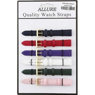 Wholesale Allure Extra Long Plain Leather Watch Straps - Asst. Colours - 16mm
